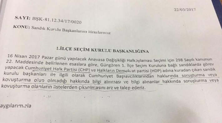 AKP başvurdu, HDP ve CHP'lilerin sandık başkanlığı iptal edildi
