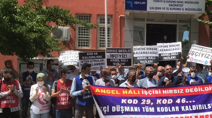 Angel Halı işçileri ‘kod’ zulmüne karşı İŞKUR önünde