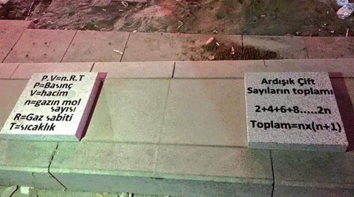 Ankara'da kaldırım taşlarında matematik, fizik, kimya formülleri