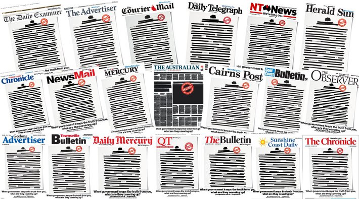 Avustralya gazeteleri 'basın özgürlüğüne yönelik sınırlamaları' protesto için sansürlü manşetle çıktı