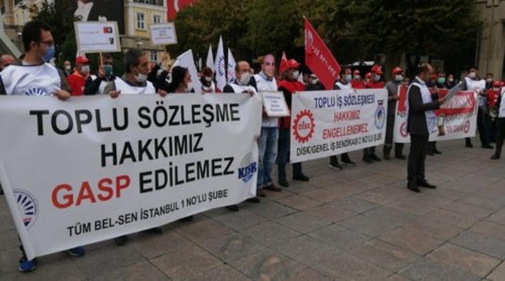 Sendikal hakları için direnen Bakırköy Belediyesi işçileri eylem yaptı