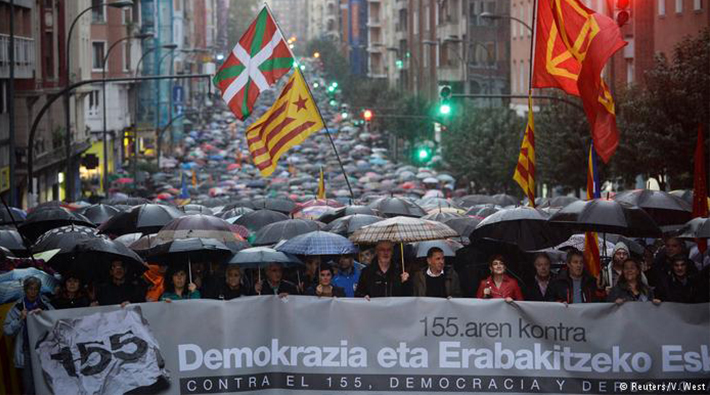 Bask bölgesinden Katalanlara destek yürüyüşü