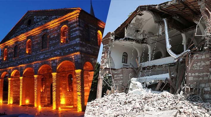 Bakanlığın CHP'li belediyenin elinden aldığı kilise bakımsızlıktan yıkıldı