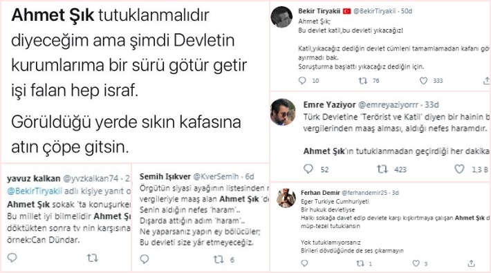 Milletvekili Ahmet Şık’a sosyal medyada tehdit mesajları