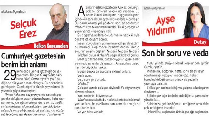 Cumhuriyet’ten 2 yazar daha ayrıldı