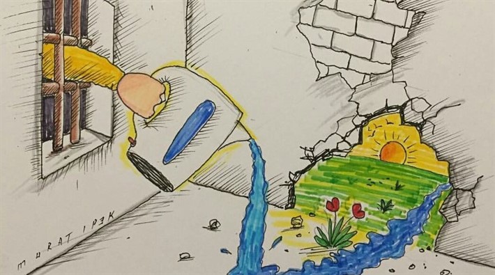 Demirtaş’ın ‘ketılı’ karikatür oldu: Duvarı delip geçen umut