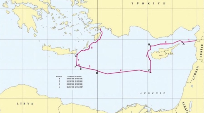 Dışişleri Bakanlığı, Akdeniz'de yeni ruhsat sahalarını gösteren haritayı paylaştı