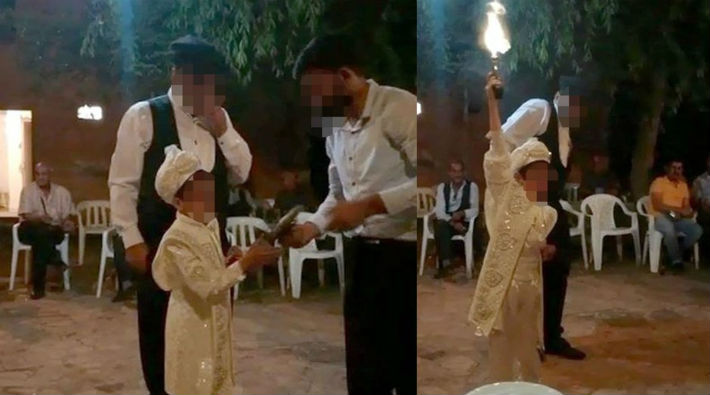 Elazığ'da sünnet düğününde çocuğa silah verip havaya ateş açtırdılar