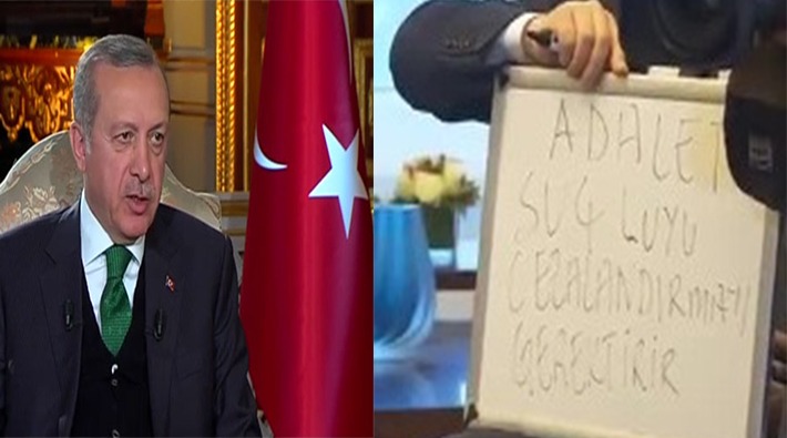 Erdoğan röportajda sufle alırken yakalandı