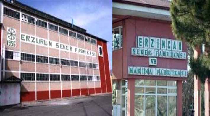 Erzurum ve Erzincan şeker fabrikaları da satıldı