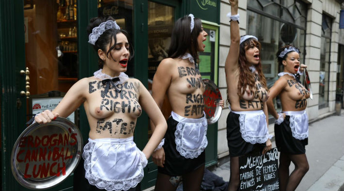 FEMEN ve Sınır Tanımayan Gazeteciler'den Erdoğan protestosu