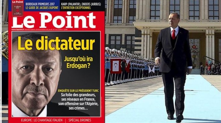 Fransa’da 'Diktatör Erdoğan' kapağı: Tehdit edilen dergiye Macron’dan destek
