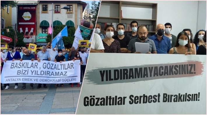 Antalya ve Mersin’de sosyalistlere dönük gözaltı ve baskınlara karşı eylem