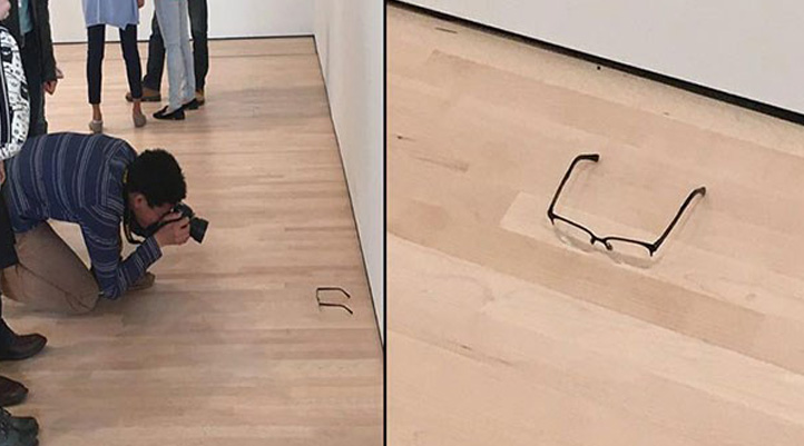 Sanat müzesinde yere koyulan gözlüğü ziyaretçiler 'sanat eseri' sandı