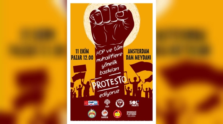 Hollanda'da HDP ve tüm muhaliflere dönük baskılara karşı protesto
