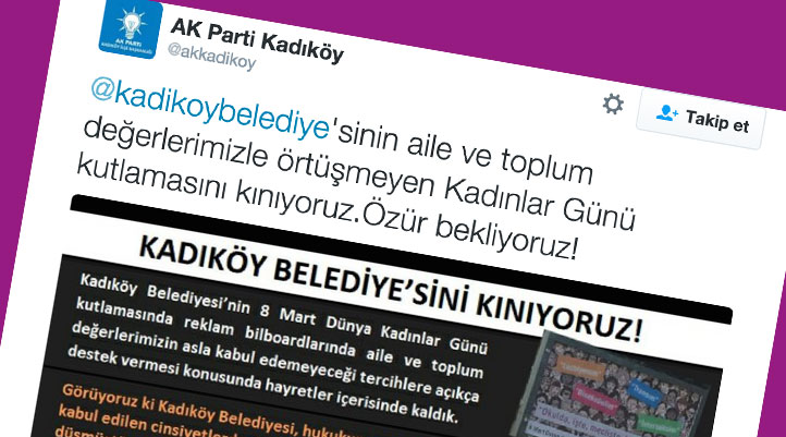 AKP'li başkandan açıklama: Aile ve toplum değerlerimizle örtüşmeyen Kadınlar Günü kutlamasını kınıyoruz