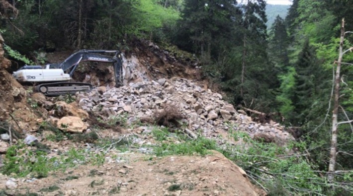 İkizdere'de Cengiz Holding'in taş ocağı için sökülen ağaçlar dereye atıldı