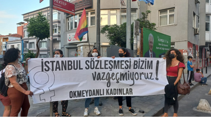 Okmeydanı'nda kadınlardan polis ablukası altında İstanbul Sözleşmesi eylemi