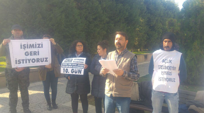 İzmir Belediyesi önünde 'işimi geri istiyorum' gözaltısı