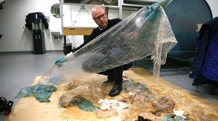 Karaya vuran balinanın midesinden 30 plastik poşet çıktı