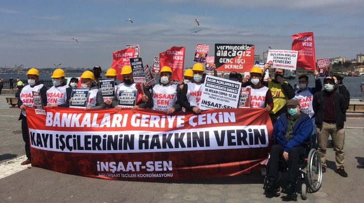  Kayı İnşaat işçileri haklarını almak için İstanbul'da 