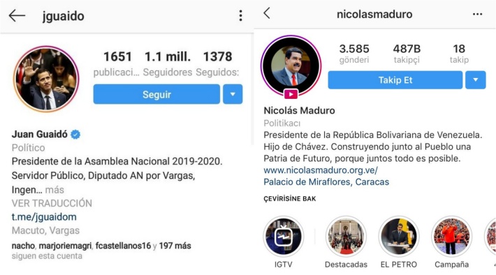 Instagram, Maduro'nun mavi tikini kaldırdı, muhalefet lideri Guaido'ya mavi tik verdi!