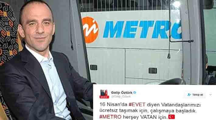 Başkanlık yolunda AKP’ye lojistik destek: Metro ‘Evet’cileri ücretsiz taşıyacakmış!