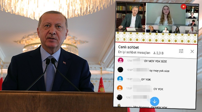 Erdoğan'ın YKS'ye girecek adaylarla yaptığı canlı yayına öğrencilerden tepki: 'OY MOY YOK SİZE'