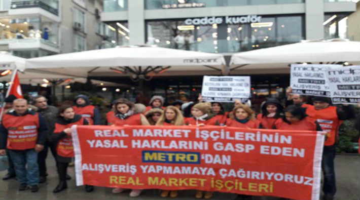 Real Market direnişçileri Midpoint önünde eylem yaptı
