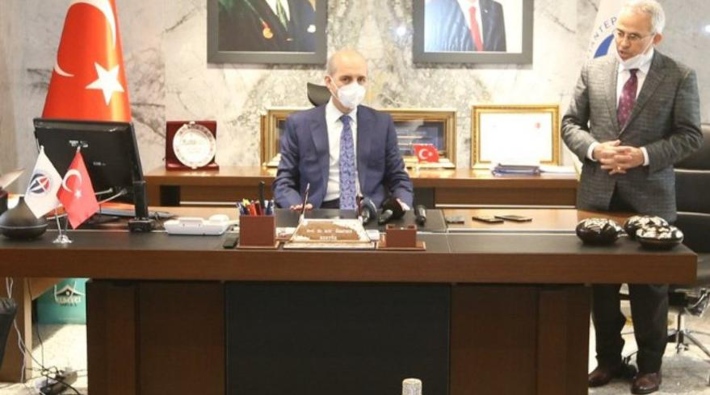 Rektörün koltuğuna oturan AKP'li Numan Kurtulmuş, kendisini 'Arif Özaydın hislendi' diyerek savundu