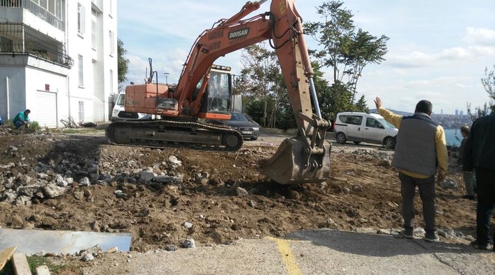 Cihangir Roma Bahçesi'nde izinsiz inşaat çalışması