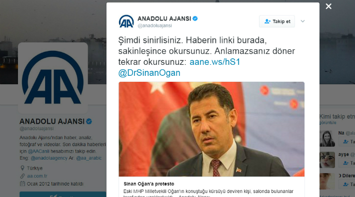 Sinan Oğan ile AA arasında sosyal medyada atışma