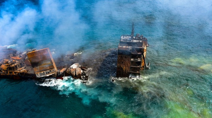 Sri Lanka'da gemi yangınından sonra yaklaşık 100 kaplumbağa, 12 yunus ve bir mavi balina ölüsü kıyıya vurdu