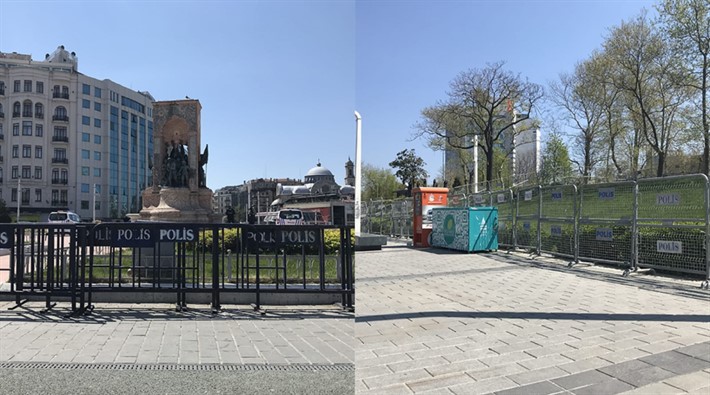 Taksim Meydanı ve Gezi Parkı 1 Mayıs öncesi polis bariyerleriyle çevrildi