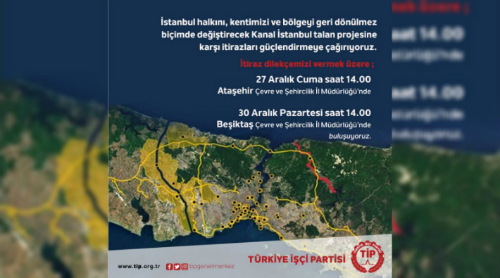 TİP: Halkımızı Kanal İstanbul talan projesine karşı itirazları güçlendirmeye çağırıyoruz