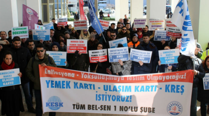 Tüm Bel Sen'den İzmir Büyükşehir Belediyesi önünde eylem