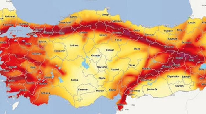 Türkiye'nin deprem haritası elektronik ortamda