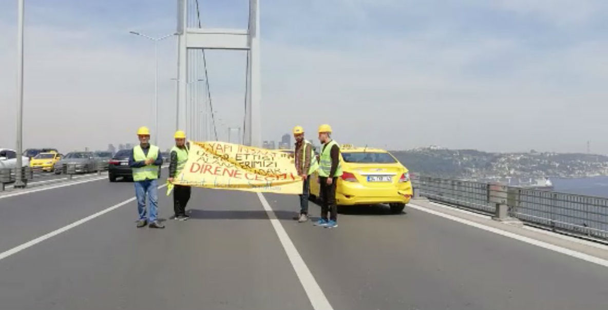 Ücretlerini alamayan işçiler Boğaziçi Köprüsü'nü trafiğe kapadı