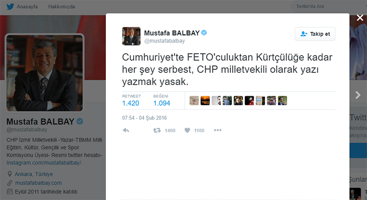 Mustafa Balbay'ın tweeti Cumhuriyet davasında delil oldu