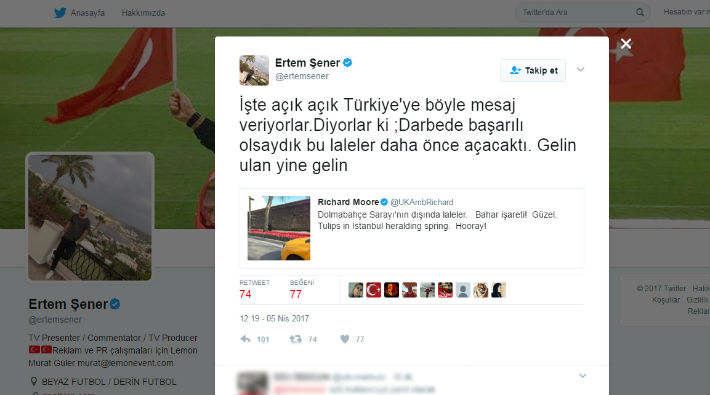 İngiliz büyükelçinin 'lale' paylaşımı yandaş sunucuyu çıldırttı: Gelin ulan yine gelin