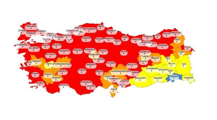 Yeni risk haritası yayımlandı