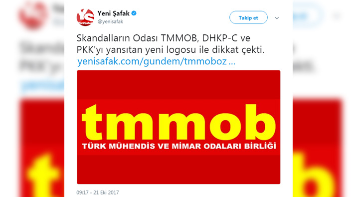 Yeni Şafak, TMMOB'u hedef göstereyim derken rezil oldu